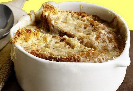 Gratinée d’oignon Lyonnaise (19 visites) Ingrédients
1 kg d’oignons
1 l de bouillon de bœuf
200 gr de gruyère râpé
4 tranches de pain ... Gratinée d’oignon Lyonnaise